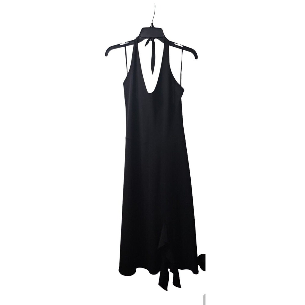 Kenneth Cole Black Halter Midi Dress Tie Waist‎ Sleeveless Party Dress Small